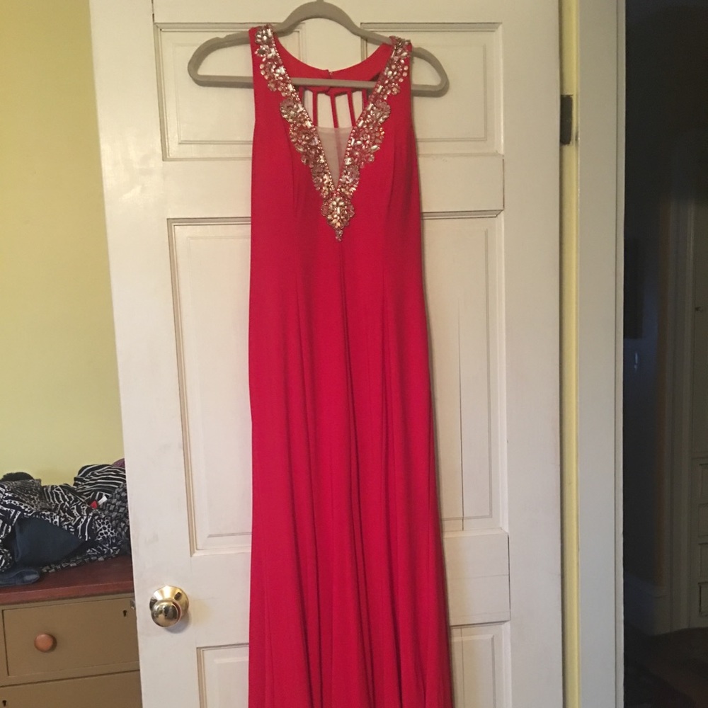 Prom Dress - Red - Jeweled Top - Size 10